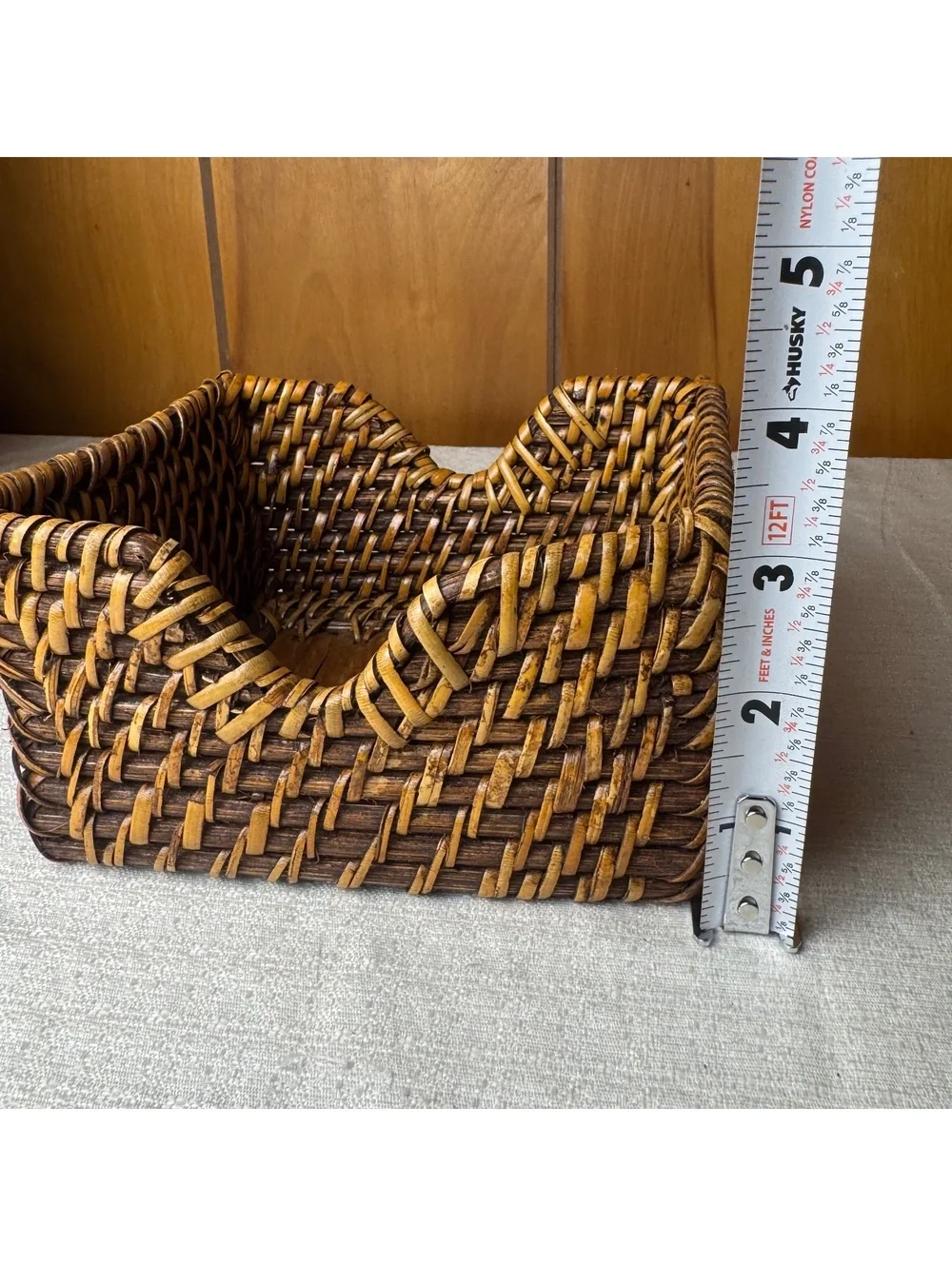 Vintage Wicker Napkin Holder Woven Rattan Basket Rustic Kitchen Table Decor